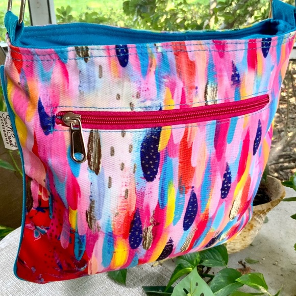 FLORAL MULTI COLOR SUMMER HANDBAG - CROSSBODY/SHOULDER BAG NWT “Art-to wear - Picture 15 of 15